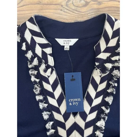 Crown and Ivy Sleeveless Shift Dress Womens S Navy V-Neck Stetch Coastal Core - Picture 4 of 7